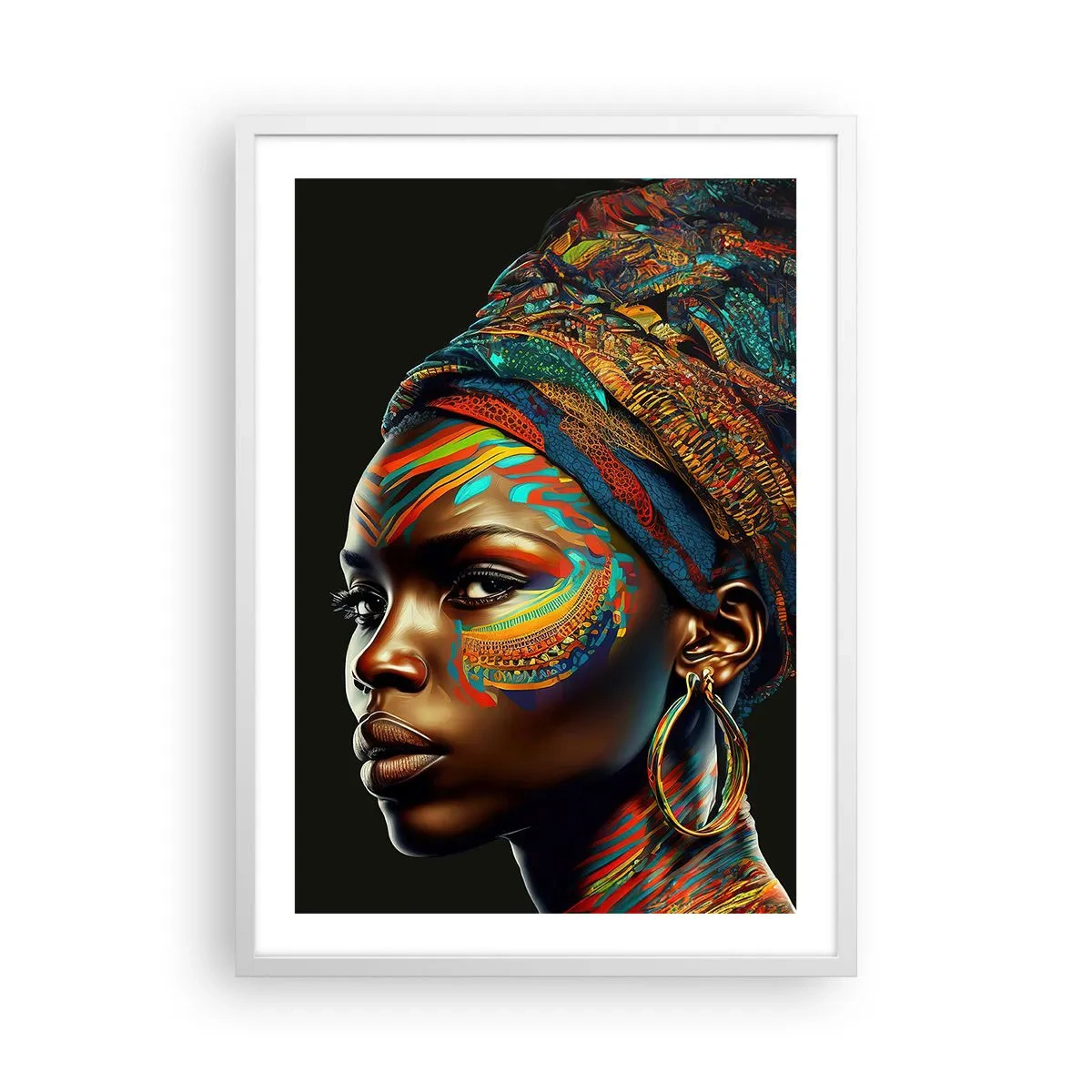 Póster en marco blanco - Reina africana - 50x70 cm