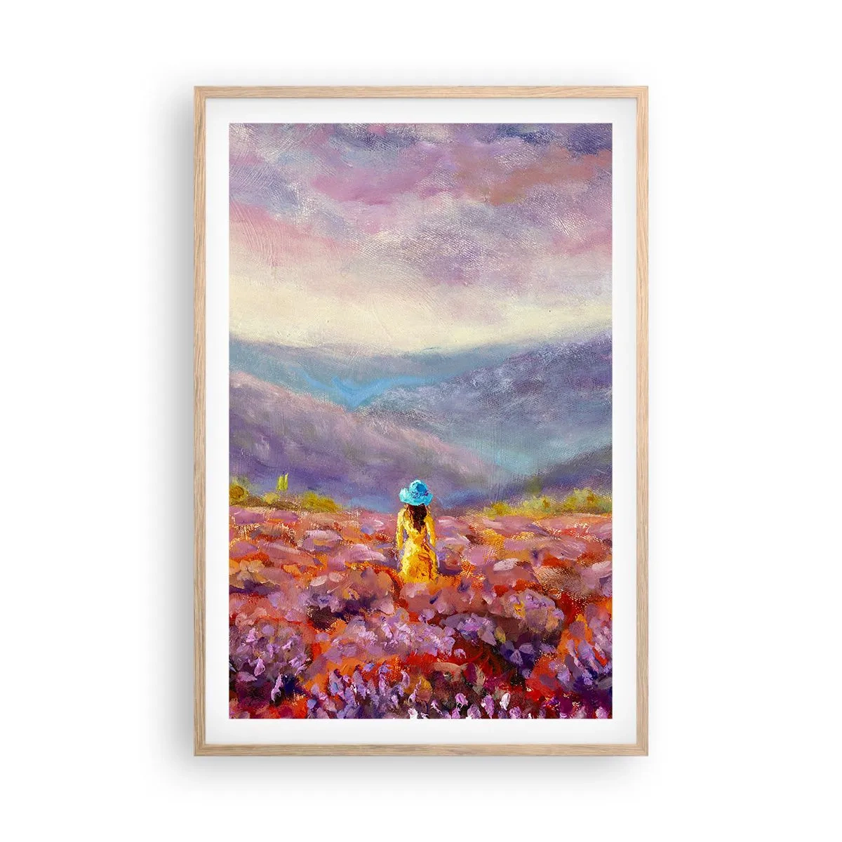 Póster en marco roble claro - En un mundo de lavanda - 61x91 cm