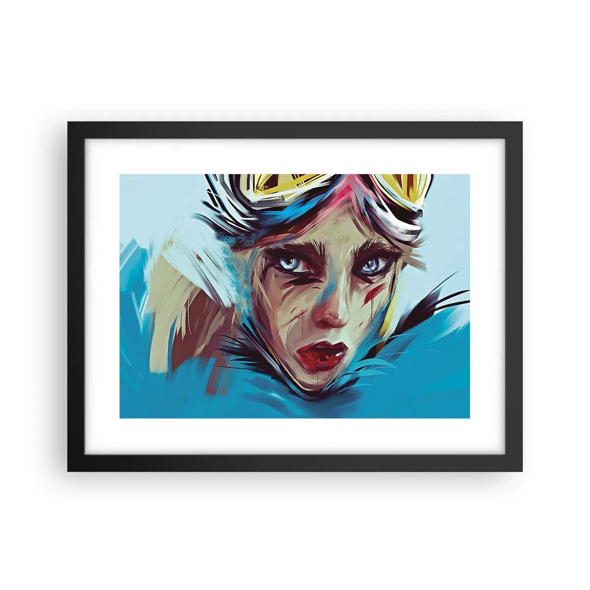 Póster en marco negro - Guerrera colorida - 40x30 cm