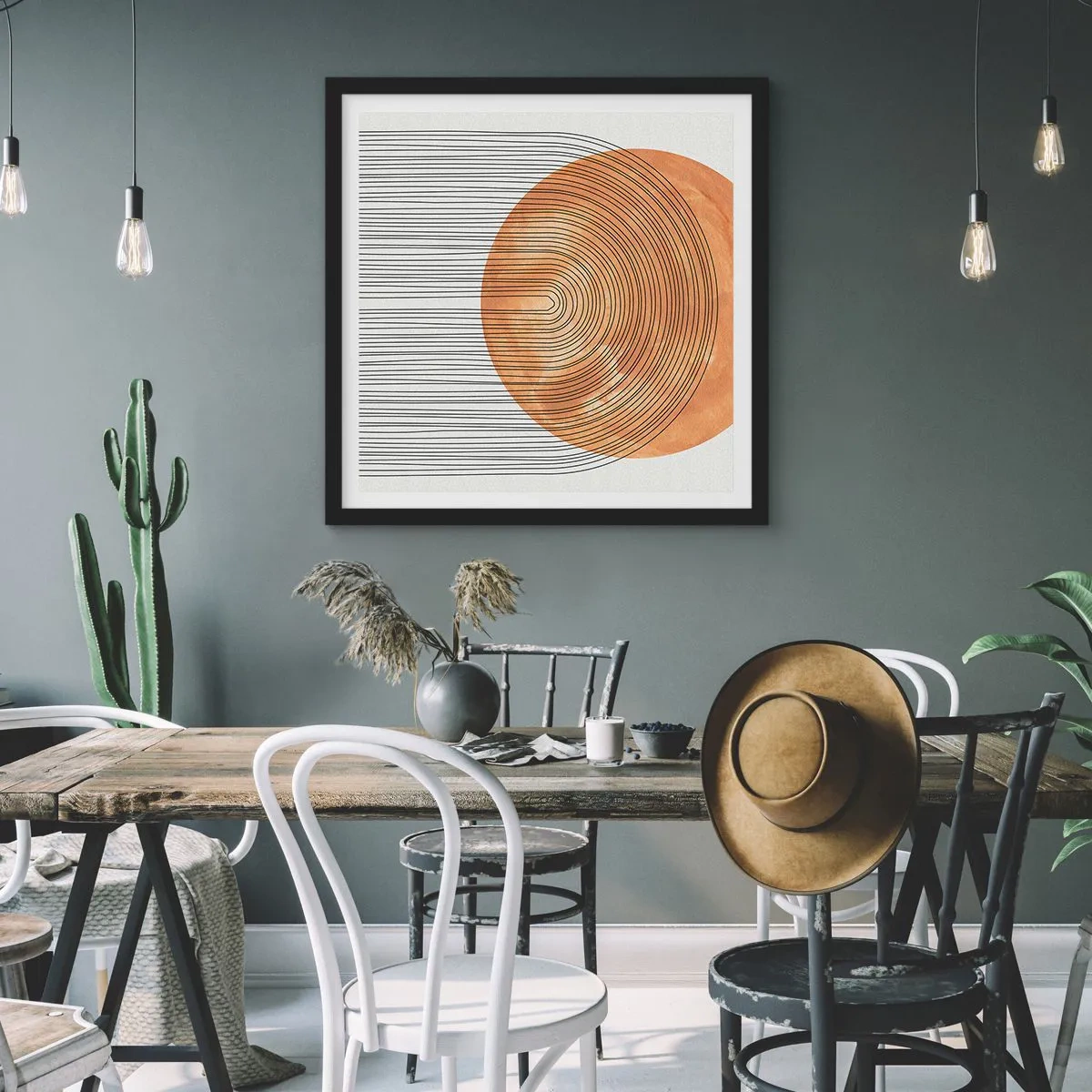 Póster en marco negro - Una composición soleada - 60x60 cm