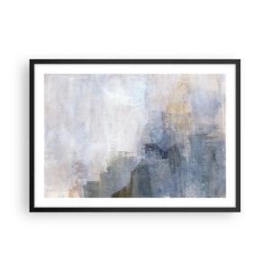Póster en marco negro - Manchas abstractas sutiles en tonos azules y beige - 70x50cm - Tonos de color - Decoración de pared moderna para salón y dormitorio ARTTOR