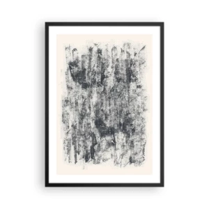 Póster en marco negro - Motivo gráfico de bosque retro - 50x70cm - Composición brumosa - Decoración de pared moderna para salón y dormitorio ARTTOR