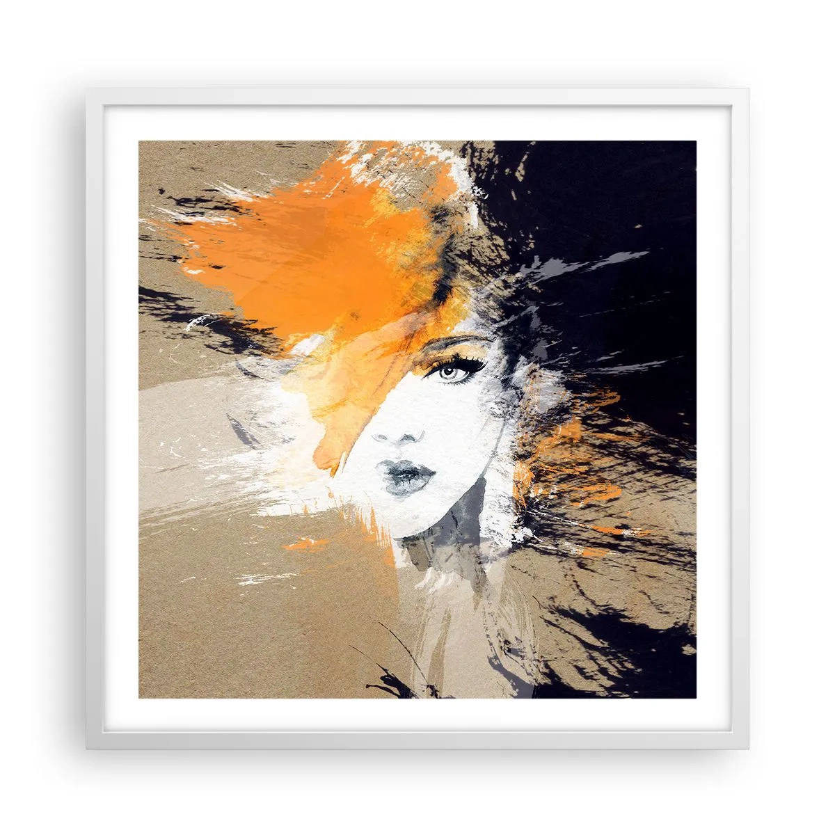 Póster en marco blanco - Y se convierte en luz - 60x60 cm