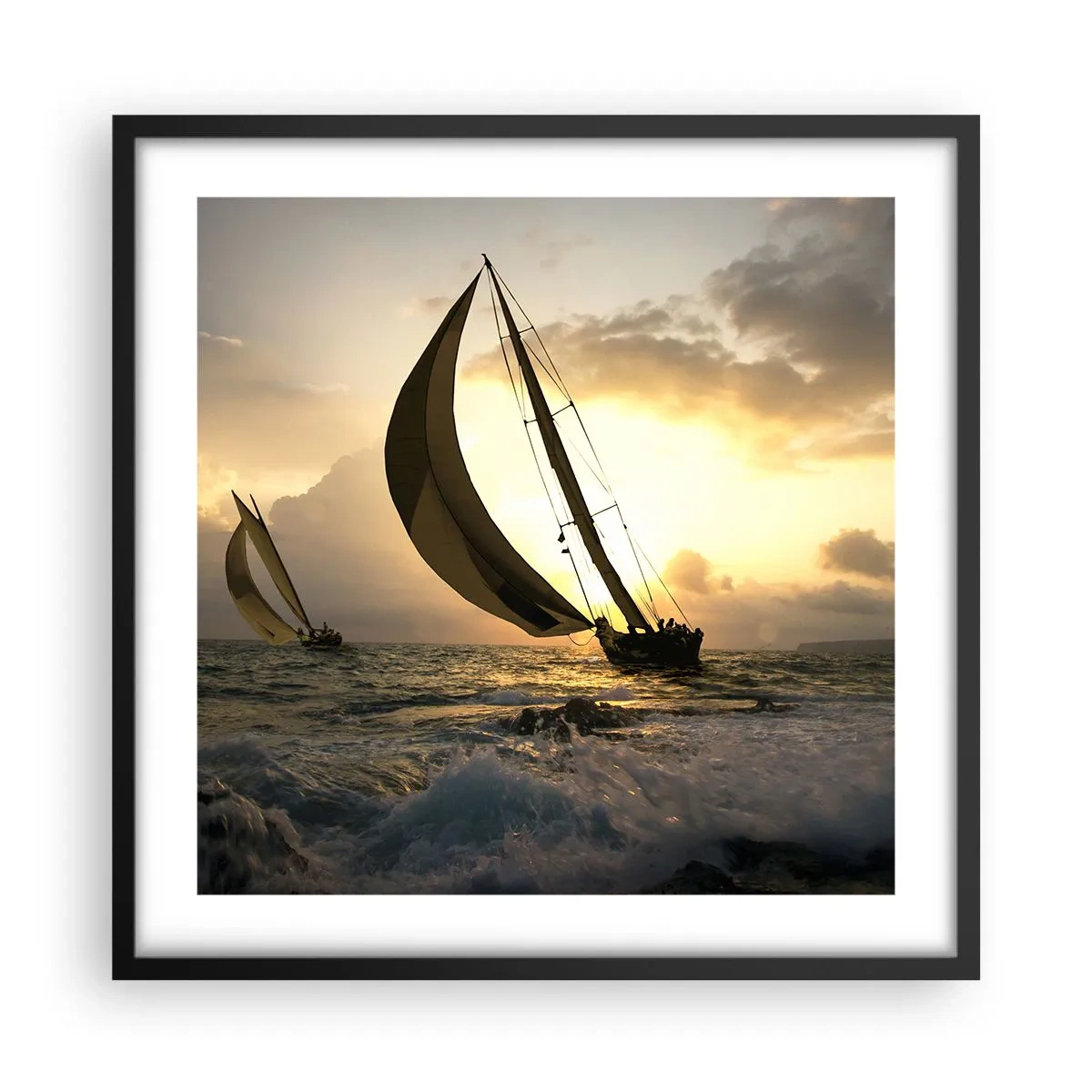 Póster en marco negro - En contra y a favor del viento - 50x50 cm