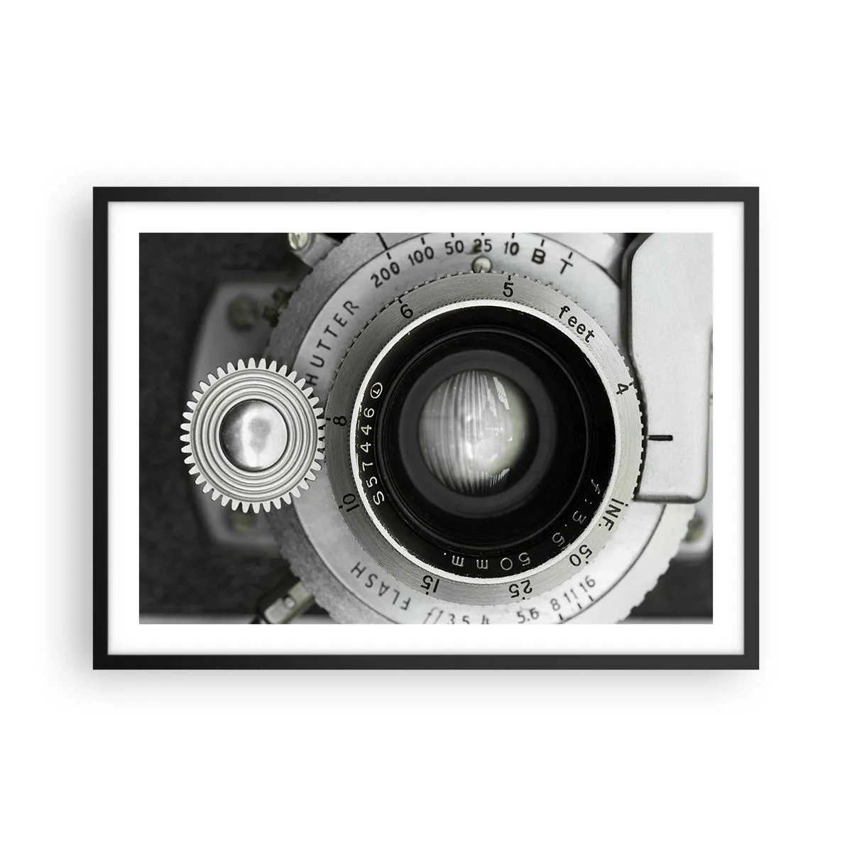 Póster en marco negro - La lente de una cámara antigua - 70x50cm - Una historia de Hollywood - Decoración de pared moderna para salón y dormitorio ARTTOR