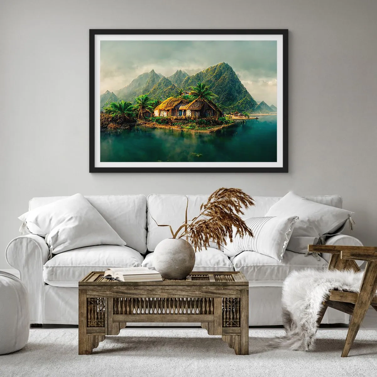 Póster en marco negro - Paraíso tropical - 40x30 cm