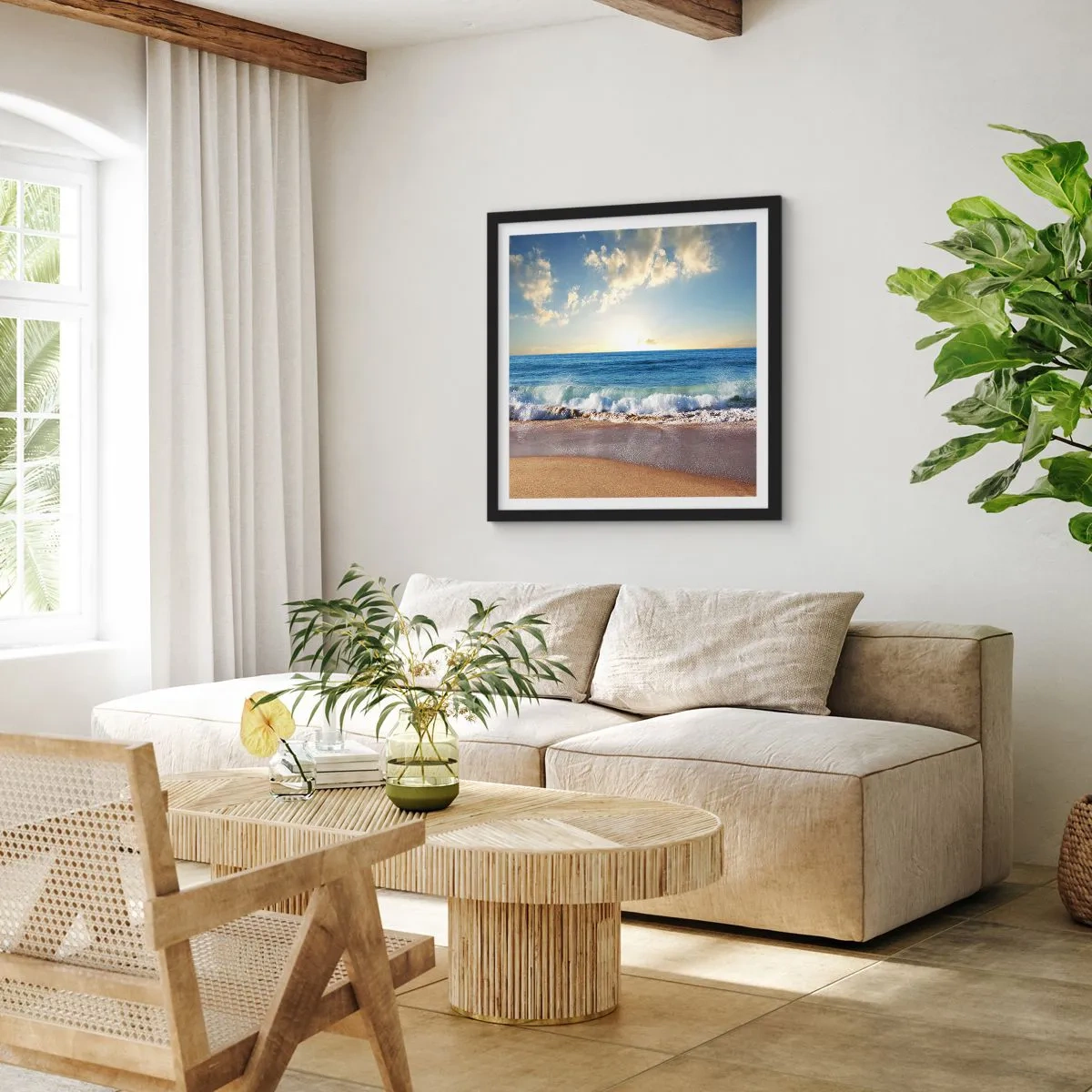 Póster en marco negro - Movimiento y quietud al mismo tiempo - 60x60 cm