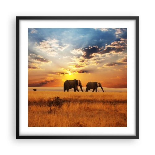 Póster en marco negro - Un paseo en familia - 50x50 cm
