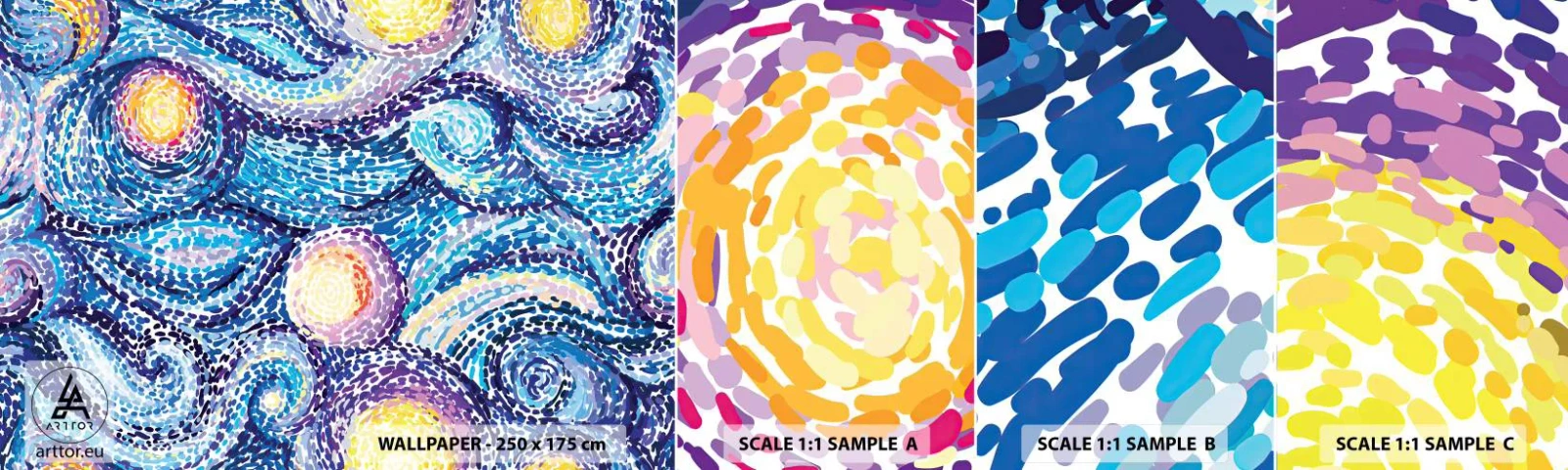 Muestra De Fotomural Standard Eco - De un cuadro de Van Gogh - Abstracción, Pedazo, Cuadro - 100x30 cm