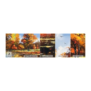 Muestra de fotomural autoadhesivo Deluxe Sticker - Paisaje en dorado y marrón - Paisaje, Bosque, Impresionismo - 100x30 cm