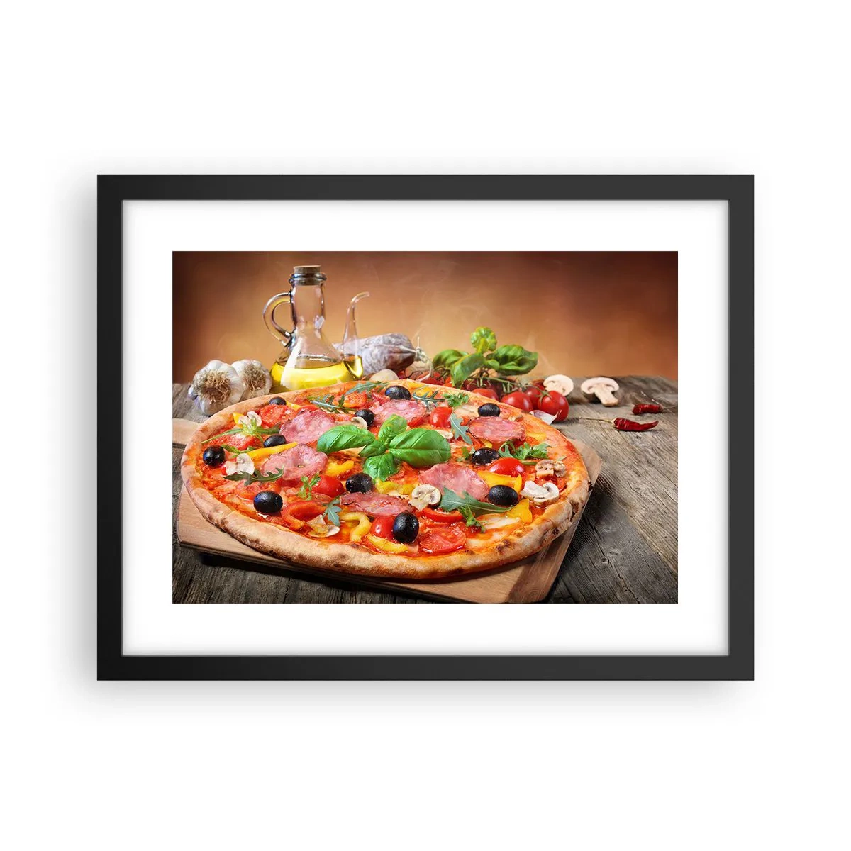 Póster en marco negro - Con un verdadero sabor italiano - 40x30 cm