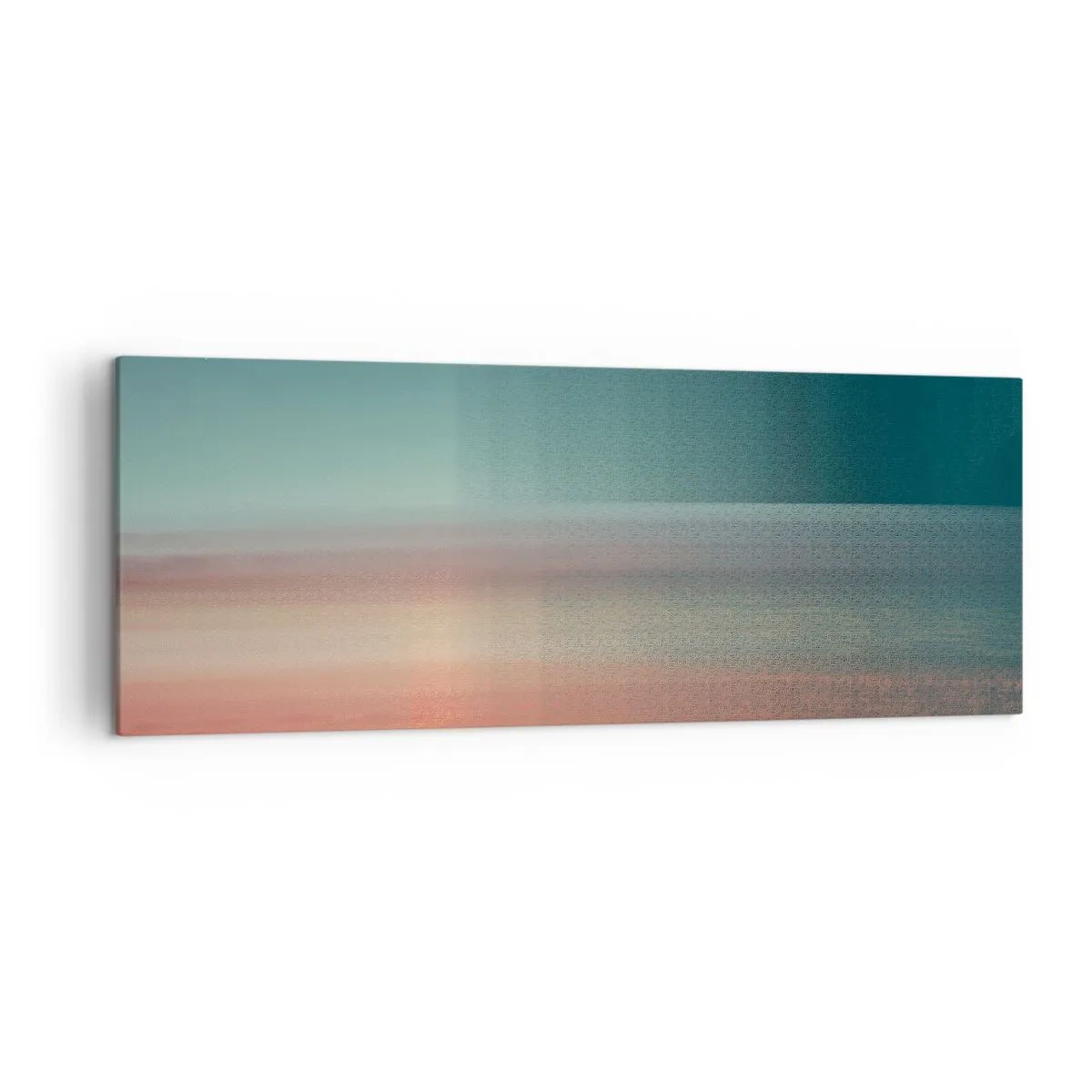 Cuadro sobre lienzo - Impresión de Imagen - Una puesta de sol en tonos pastel sobre un horizonte tranquilo. - 140x50cm - Abstracción: ondas de luz - Decoración de pared moderna para salón y dormitorio ARTTOR