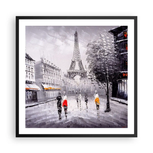 Póster en marco negro - Un paseo parisino - 60x60 cm