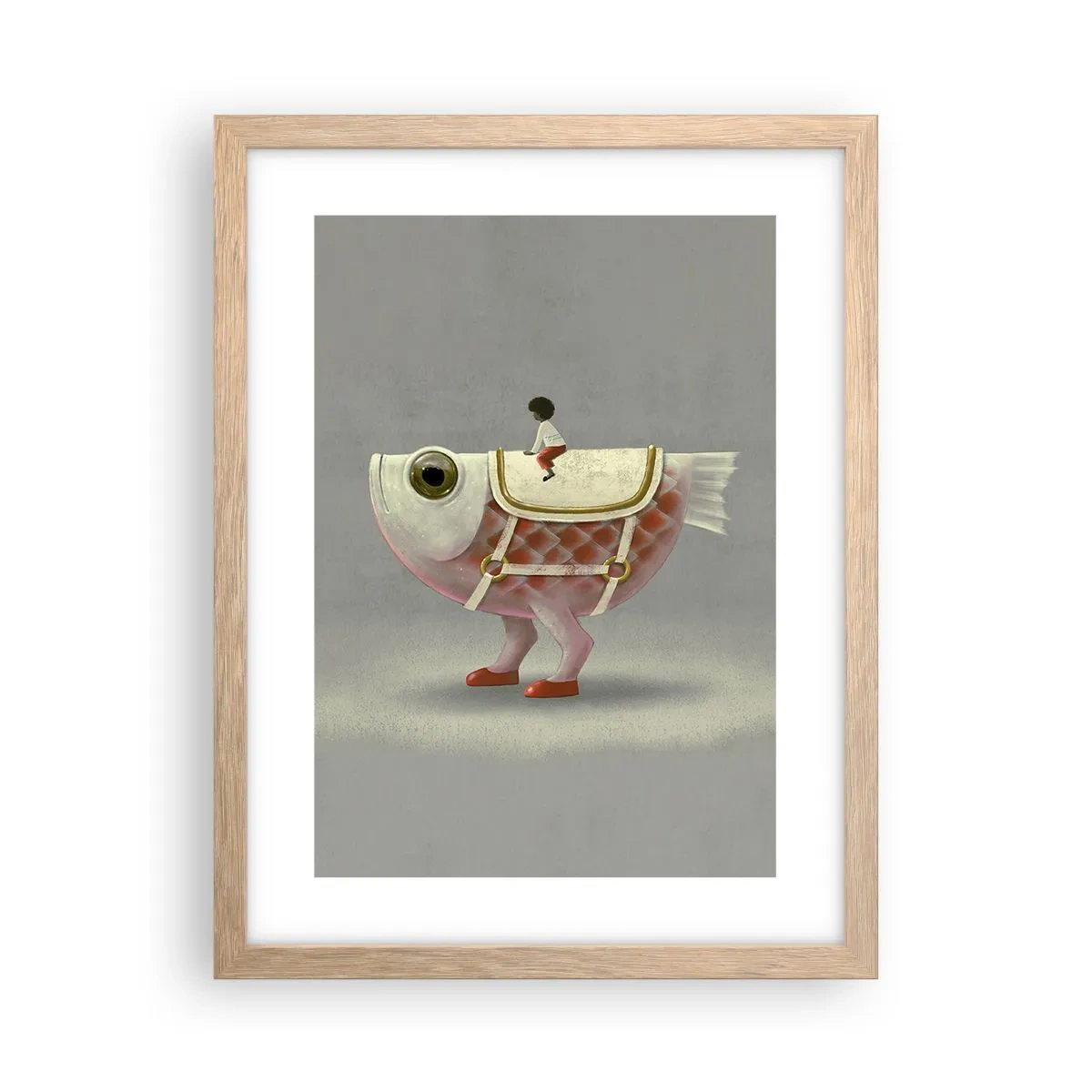 Póster en marco roble claro - Jinete del pescado - 30x40 cm