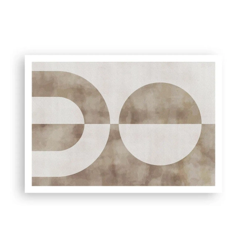 Póster - Un cuadro abstracto en tonos beige con formas geométricas y simetría. - 100x70cm - Similitudes y diferencias - Decoración de pared moderna para salón y dormitorio ARTTOR