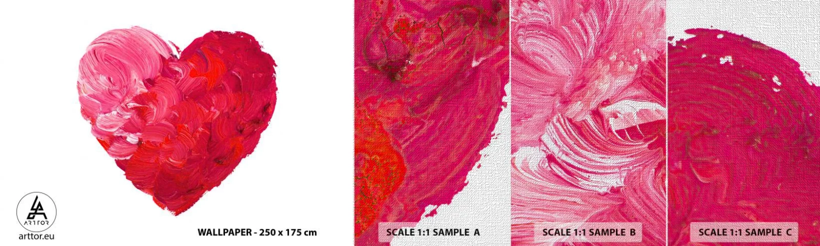 Muestra de fotomural Premium Canvas - All you need is love - Abstracción, Corazón rojo, Símbolo de amor - 100x30 cm