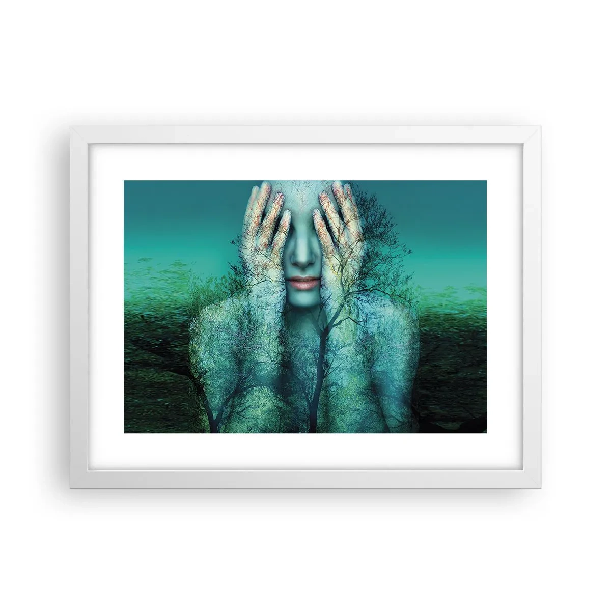 Póster en marco blanco - Sumergida en azul - 40x30 cm