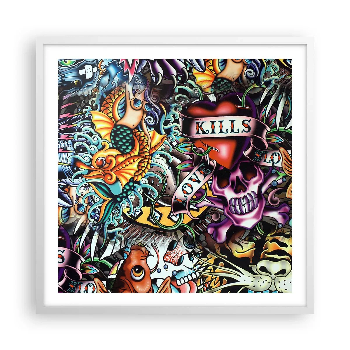 Póster en marco blanco - El sueño de un tatuador - 60x60 cm