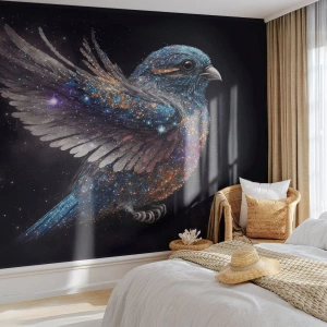 Fotomural Premium Canvas - Gorrión de diamante - Pájaro, magia, Cosmos - 200x140 cm