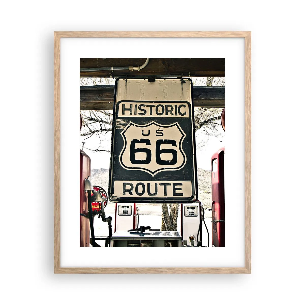 Póster en marco roble claro - Un viaje retro americano - 40x50 cm