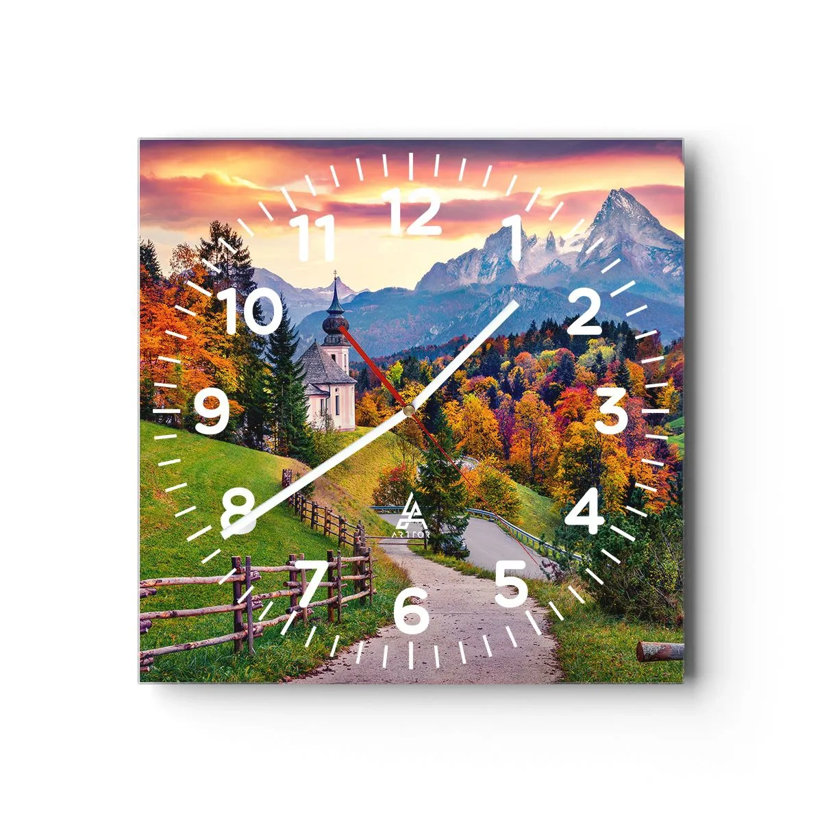 Reloj de pared - Reloj de vidrio - Paisaje como una pintura - 40x40 cm
