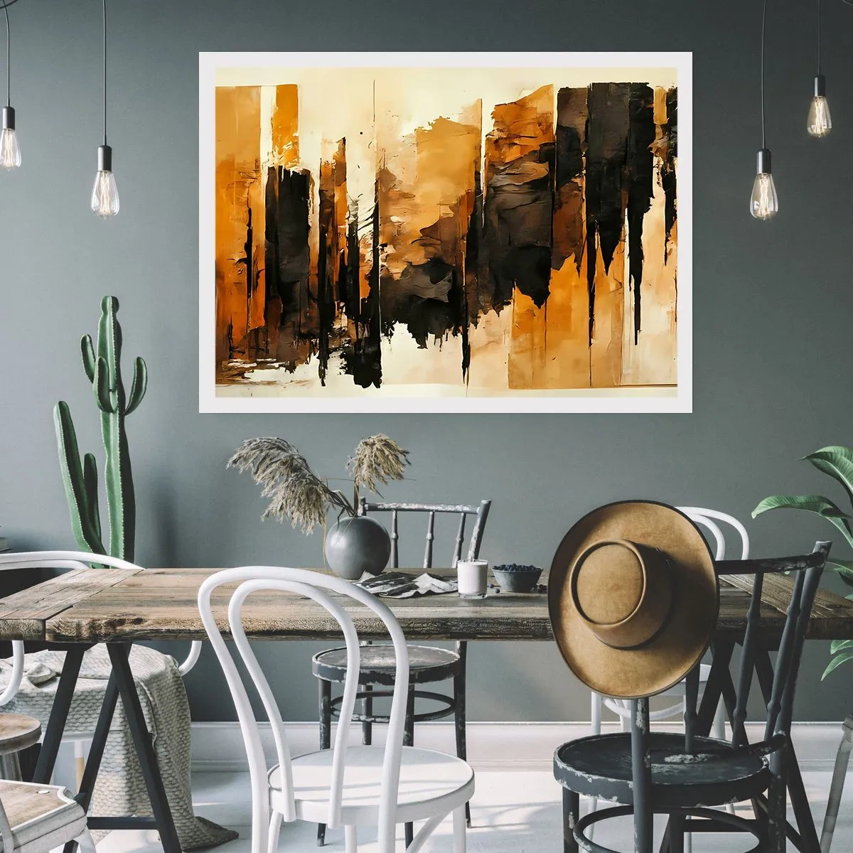Póster - Armonía de negro y oro - 91x61 cm