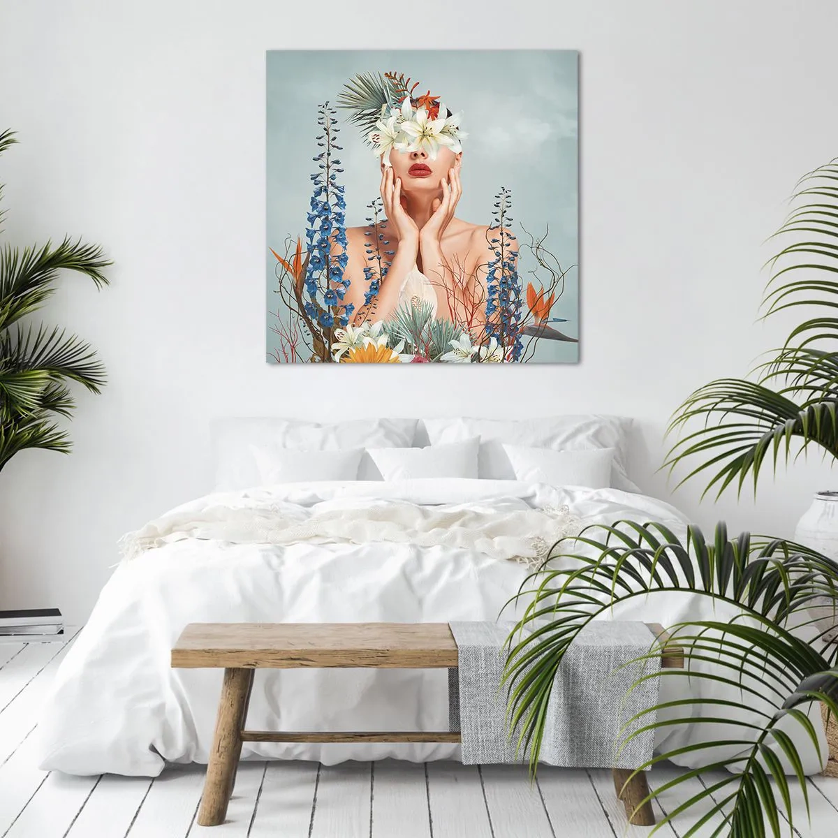 Cuadro sobre lienzo - Impresión de Imagen - Mujer-flor - 30x30 cm