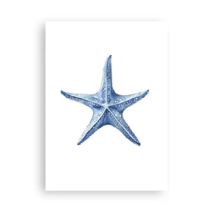 Póster - Estrella de mar azul sobre un fondo blanco - 50x70cm - Estrella de mar - Decoración de pared moderna para salón y dormitorio ARTTOR