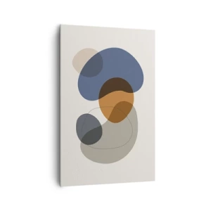 Cuadro sobre lienzo - Impresión de Imagen - Formas abstractas coloridas en tonos de azul y marrón. - 80x120cm - Gotas de color - Decoración de pared moderna para salón y dormitorio ARTTOR