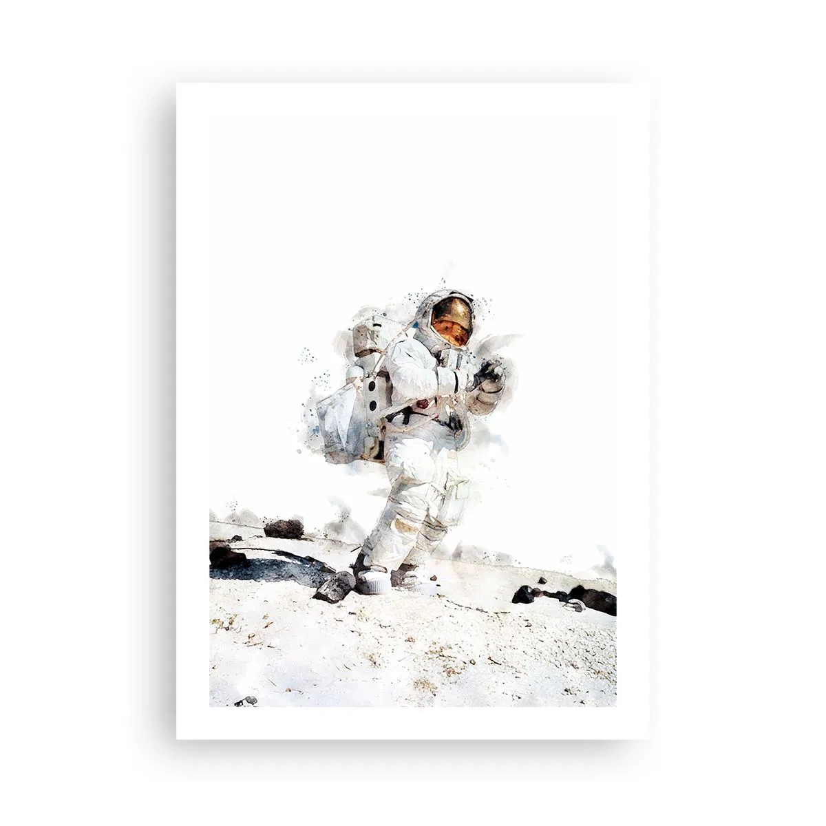 Póster - Un astronauta con un traje espacial en la superficie de la luna. - 50x70cm - Mensajero de la Tierra - Decoración de pared moderna para salón y dormitorio ARTTOR