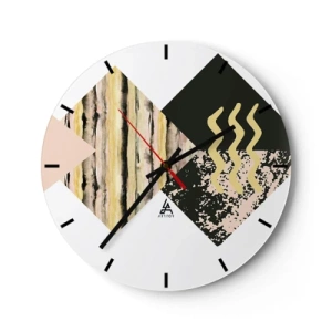 Reloj de pared - Reloj de vidrio - Motivo abstracto con formas y patrones geométricos. - 30x30cm - No es tan sencillo - Decoración de pared moderna para salón, cocina y dormitorio ARTTOR