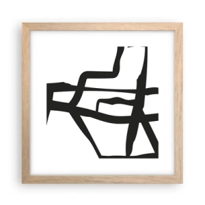 Póster en marco roble claro - Construcción en blanco y negro - 30x30 cm