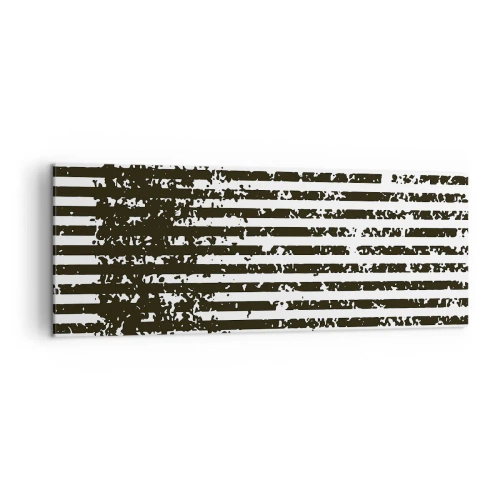 Cuadro sobre lienzo - Impresión de Imagen - Líneas abstractas con efecto desgastado en blanco y negro. - 140x50cm - Ritmo y ruido - Decoración de pared moderna para salón y dormitorio ARTTOR