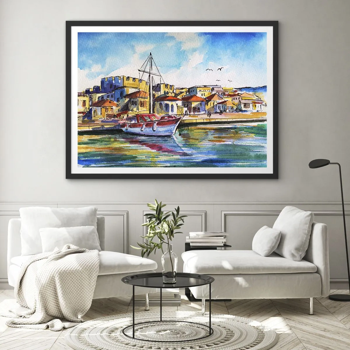 Póster en marco negro - Tarde de arco iris - 91x61 cm