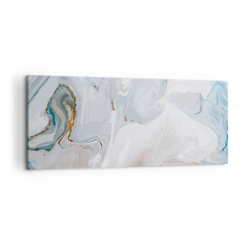 Cuadro sobre lienzo - Impresión de Imagen - Ondas abstractas en tonos azules y blancos - 120x50cm - Blanco fusión - Decoración de pared moderna para salón y dormitorio ARTTOR