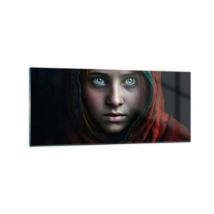 Cuadro sobre vidrio - Impresiones sobre Vidrio - Retrato de una mujer con una mirada intensa en colores cálidos. - 120x50cm - Princesa del Este - Decoración de pared moderna para salón y dormitorio ARTTOR