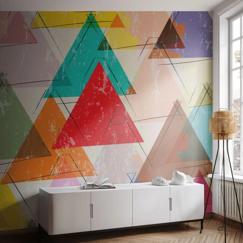 Fotomural Autadhesivo Deluxe Sticker - De tres en tres - Abstracción, Pedazo, triangulos - 300x210 cm