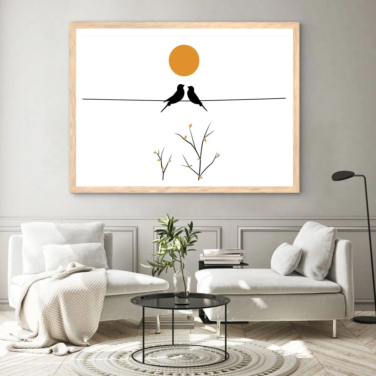 Póster en marco roble claro - Noche de ruiseñores - 70x50 cm