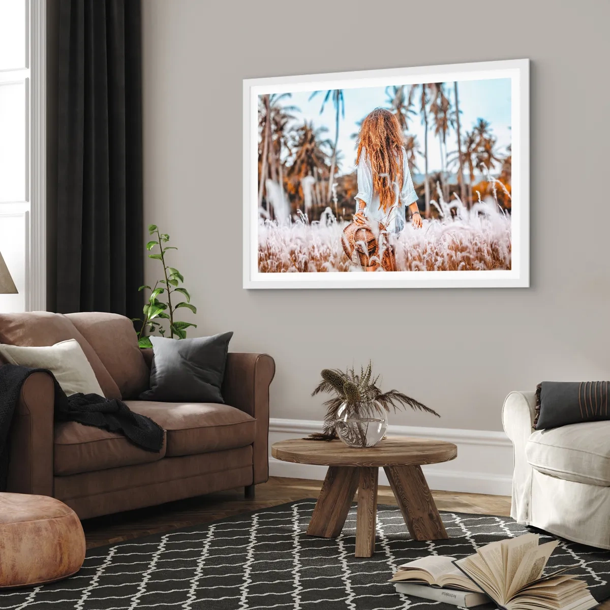 Póster en marco blanco - Nacida en el plumón de la Tierra - 70x50 cm