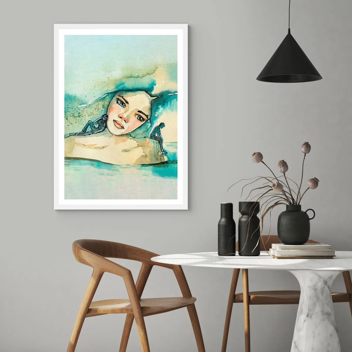 Póster en marco blanco - ¿Soy azul? - 61x91 cm
