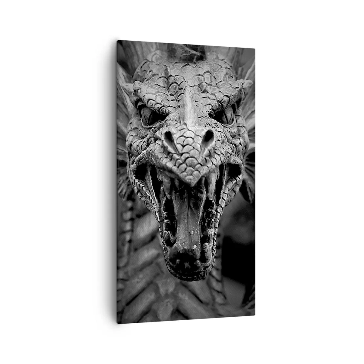 Cuadro sobre lienzo - Impresión de Imagen - Dragón de cuento de hadas en gris - 55x100 cm