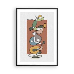 Póster en marco negro - Composición geométrica abstracta con líneas orgánicas. - 50x70cm - Abstracción: una maraña de colores - Decoración de pared moderna para salón y dormitorio ARTTOR