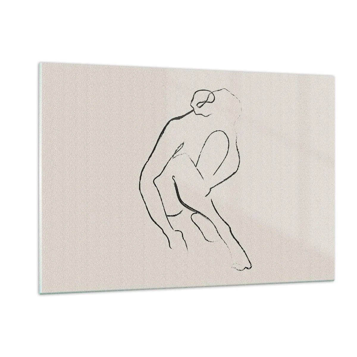 Cuadro sobre vidrio - Impresiones sobre Vidrio - Un boceto minimalista de una silueta femenina en posición sentada. - 120x80cm - Boceto íntimo - Decoración de pared moderna para salón y dormitorio ARTTOR