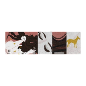 Muestra de fotomural Premium Sand - Sueño de caballos dorados - Mujer, Retrato, Minimalismo - 100x30 cm