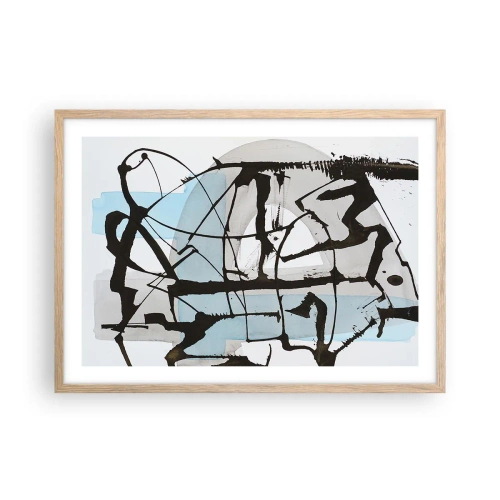 Póster en marco roble claro - Azul a pesar de todo - 70x50 cm