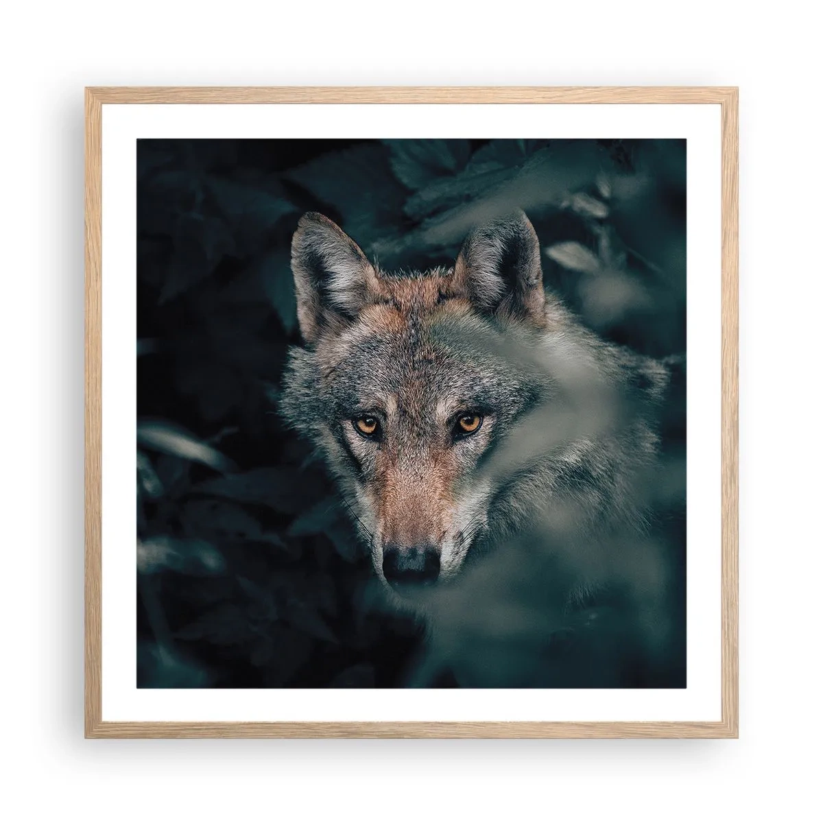 Póster en marco roble claro - Cazador - 60x60 cm