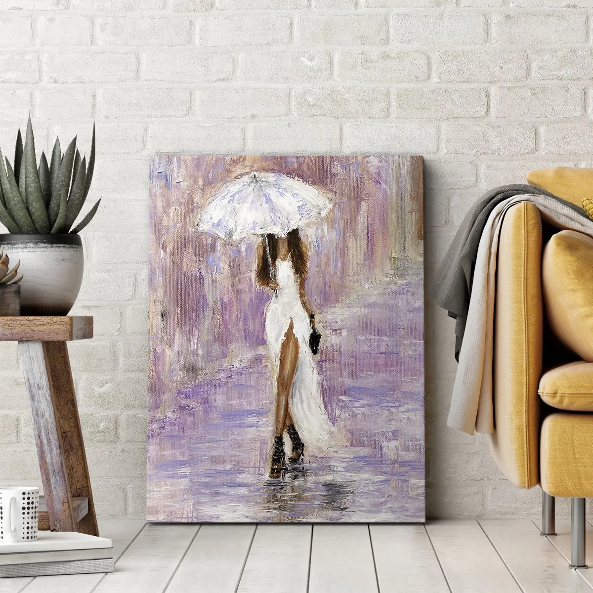 Cuadro sobre lienzo - Impresión de Imagen - En la lluvia de lilas - 45x80 cm