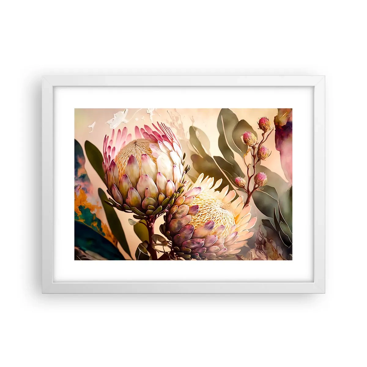 Póster en marco blanco - Abrazados con ternura - 40x30 cm