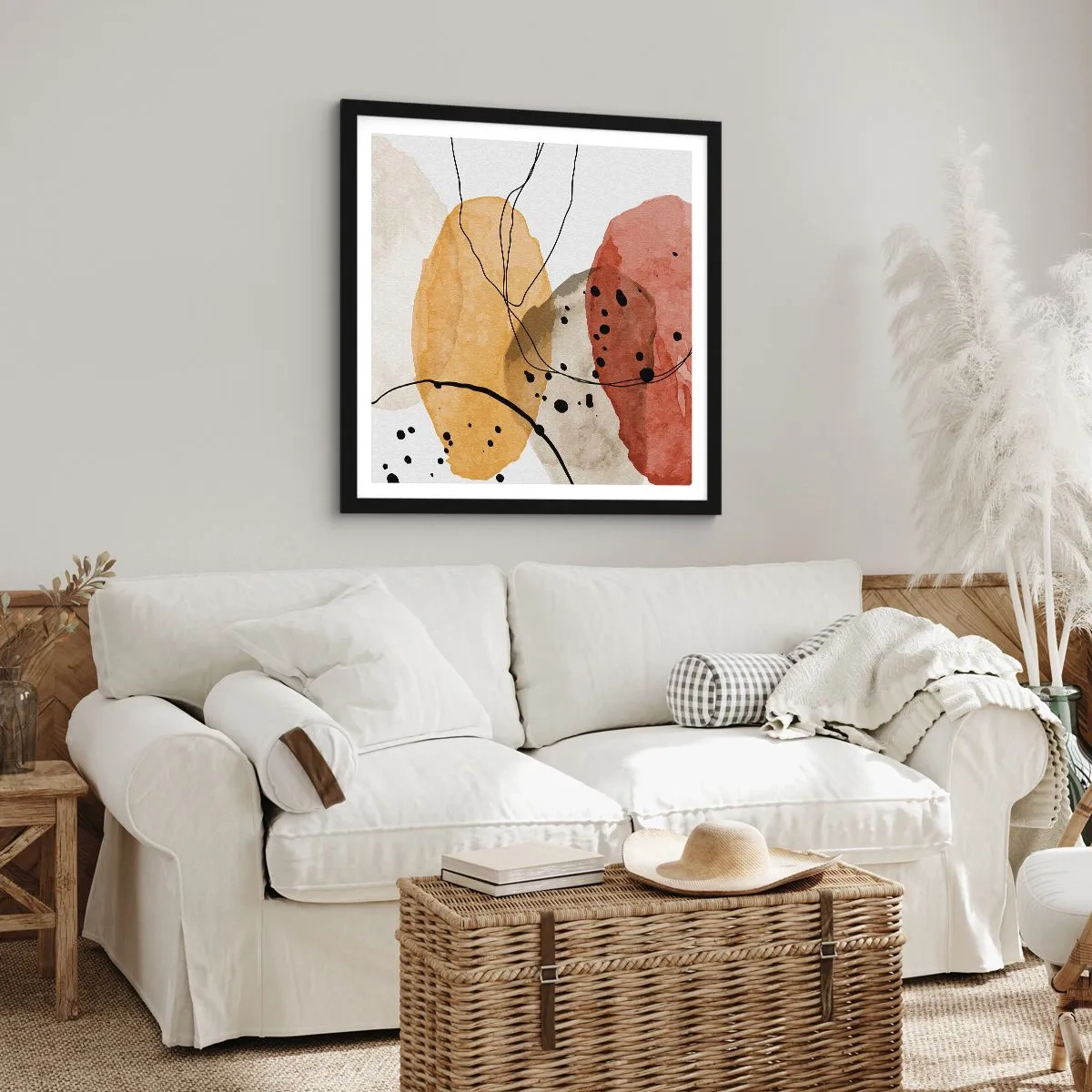 Póster en marco negro - Líneas y transparencias - 50x50 cm