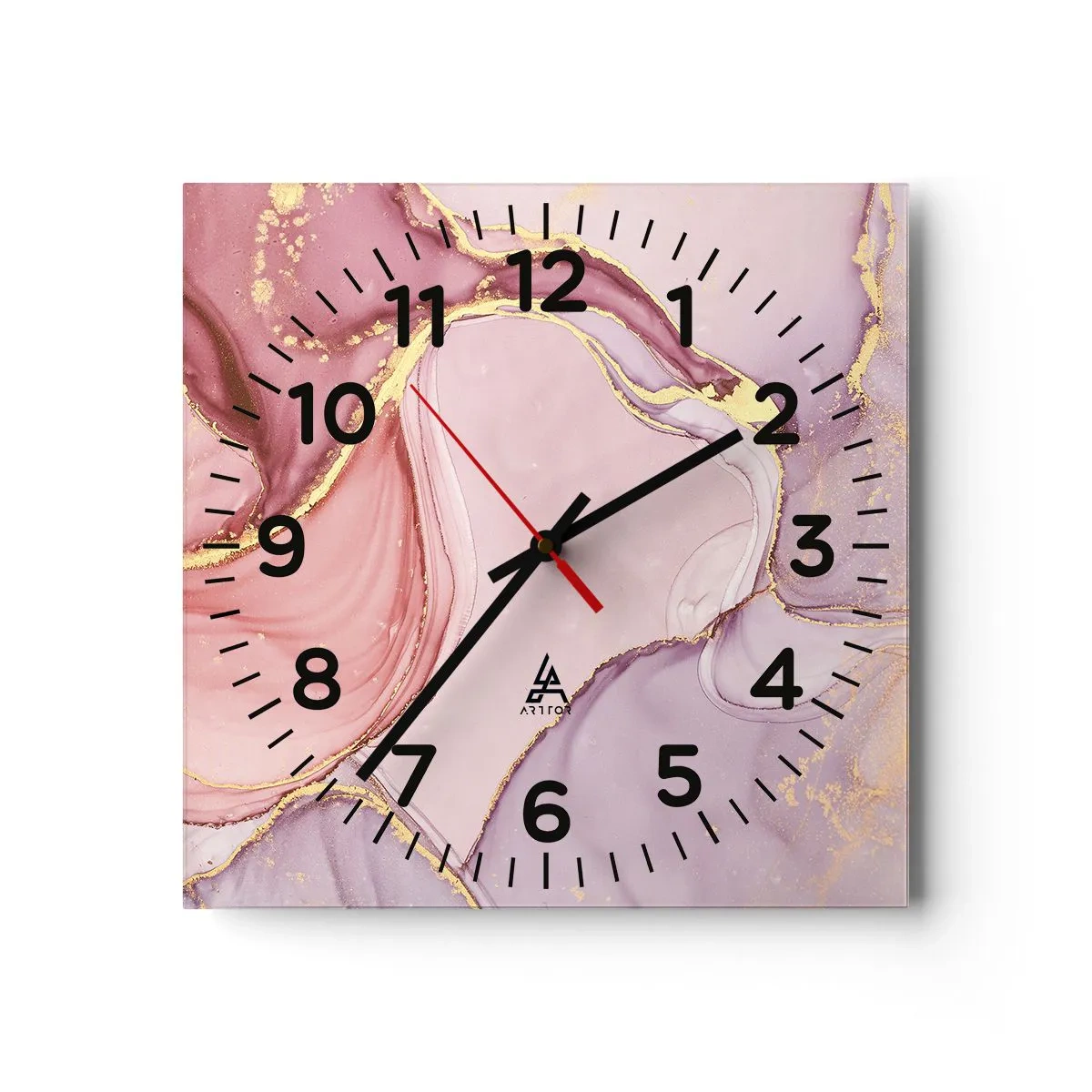 Reloj de pared - Reloj de vidrio - Caricia de colores - 30x30 cm
